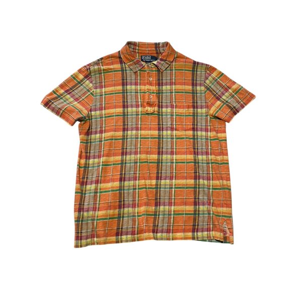 Ralph Lauren Orange/Green Striped Polo – Large - Picture 1 of 4